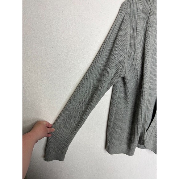 Banana Republic Medium Cardigan Sweater Gray Chunky Ribbed Knit Open Front - Picture 3 of 9